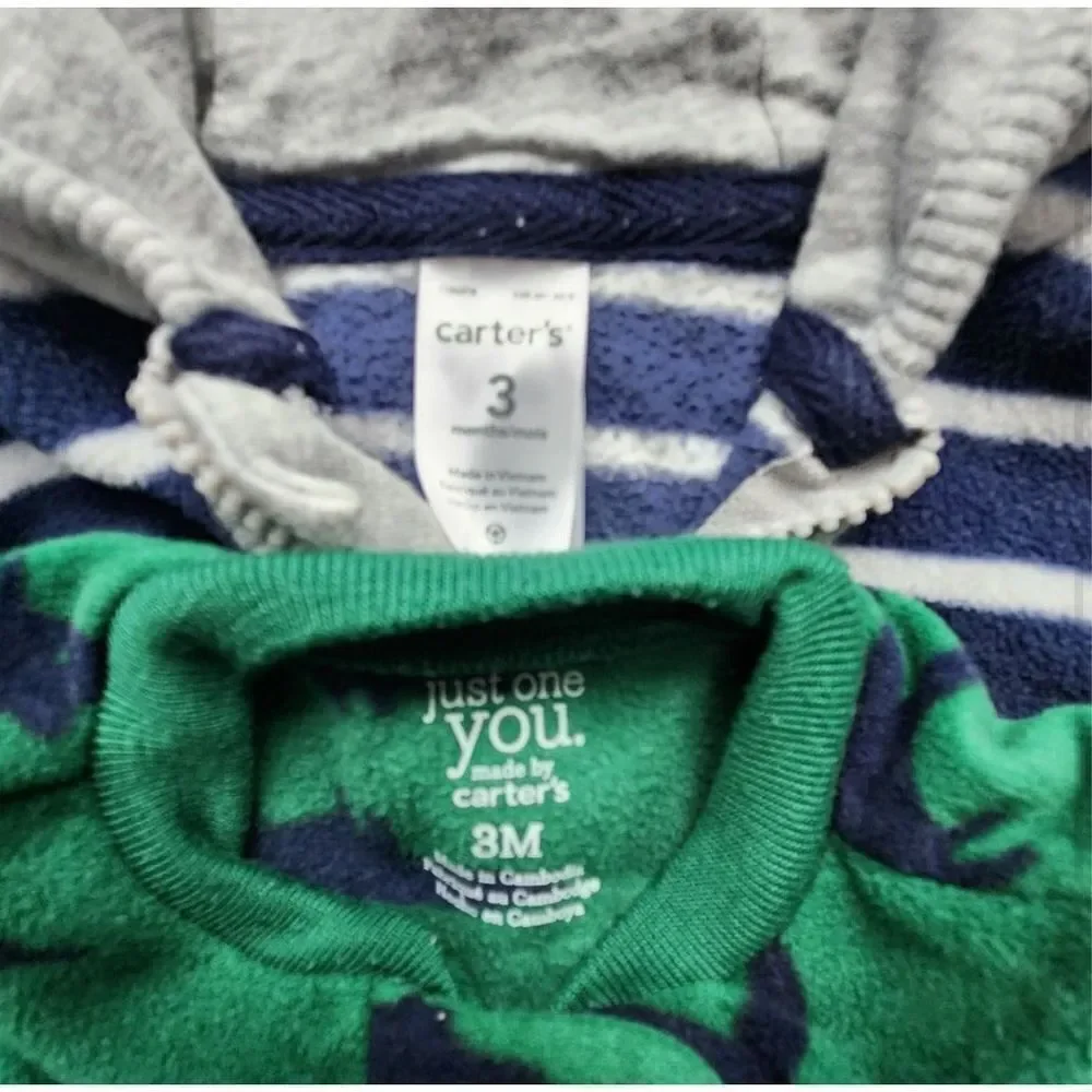 Carter's fleece hooded one-piece and‎ sleep and play footie pajamas 3 mos